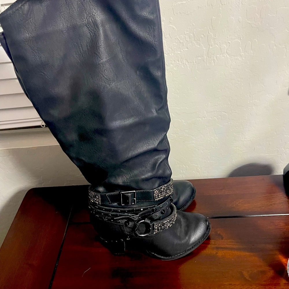 Black knee high boots